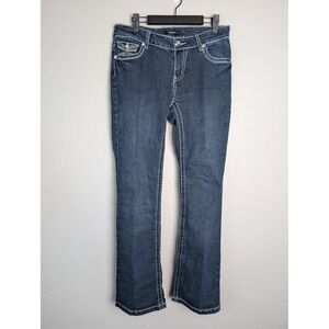Roz & Ali Jeans Womens 6 Blue Bootcut Slim Stretch Rhinestone Embellished